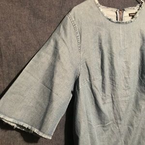 denim dress with raw hem detailing